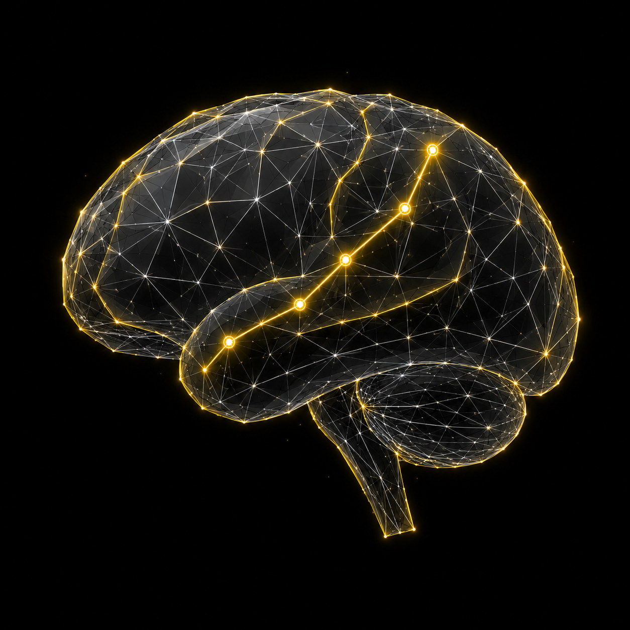 Cerebro en wireframe de nodos: cursos y formación
