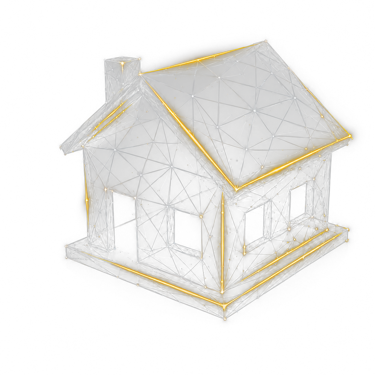 Casa en wireframe de nodos: el sector inmobiliario