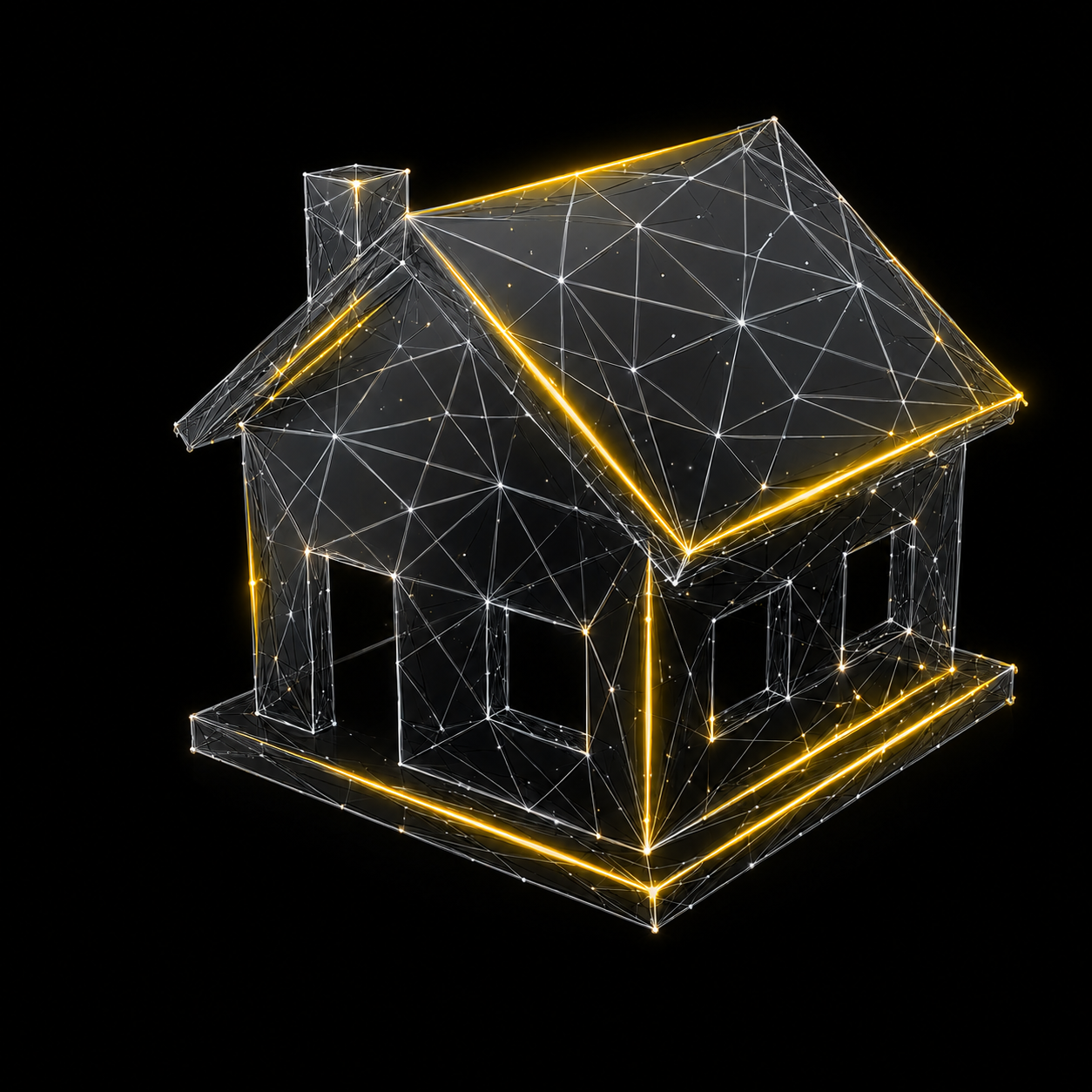 Casa en wireframe de nodos: el sector inmobiliario