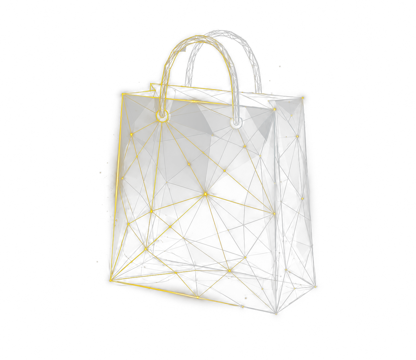 Bolsa de compra en wireframe de nodos: el sector retail
